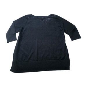 Cable & Gauge Plus Size Top 2x Black Rhinestones Half Sleeve Pullover Whimsigoth